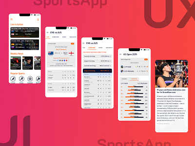 SportsApp UI Design android app cricket dailynews design figma figmadesign mobile score sports tennis ui ux
