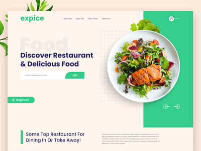 Restaurant & Food Landing Page branding design flat food food and drink minimal products restaurant ui ux web website