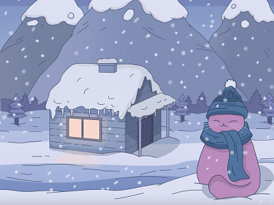 Snowbound animation beats branding cat chill design hip hop illustration jazz lofi music vector