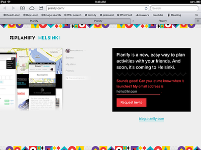 Planify landing page on iPad