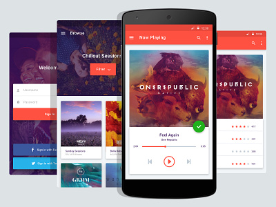 Android Music App - Material Design android app material material design music sketchapp spotify ui
