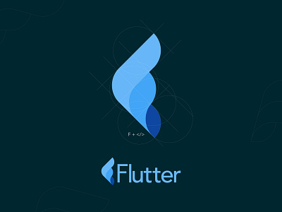 Flutter Logo branding design flat flutter illustrator logo programming vector