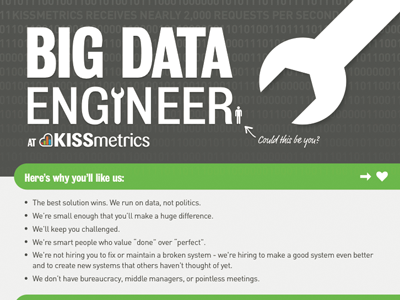 Big Data Engineer at KISSmetrics ad job kissmetrics pdf work with us