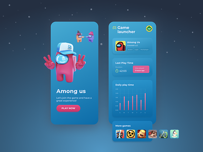 Among us Game launcher amongus appdesign appdesing game gamelauncher interface play ui uitrends uiux userinterface ux webapp webapplication