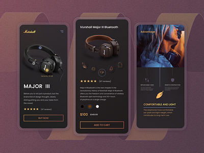 Marshall Major III Mobile landing page app application ecommerce interface landingpage trends ui uidesign uiux userexperience userinterface ux uxdesign