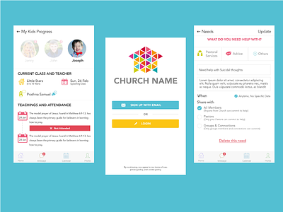 Church Management App | Onboarding Process app app mockup church illustration ios app iphone design iso flow material design mobile ui ux walk through
