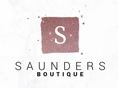 Saunders Boutique boutique logo branding package creative logo custom logo design floral logo handwritten logo logo design rose gold logo signature logo simple logo