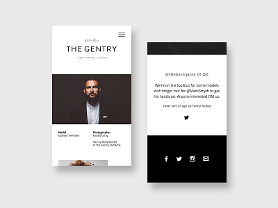 The Gentry 2016 mobile WIP barber design hipster layout minimal mobile responsive the gentry ui web website