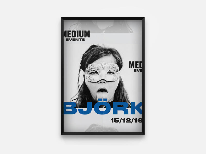 Medium Events Björk Poster type björk bjork brutalist typography graphic design print poster medium events