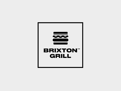Brixton Grill logo design 90s branding burger fast food food icon logo logotype mark mono type typography
