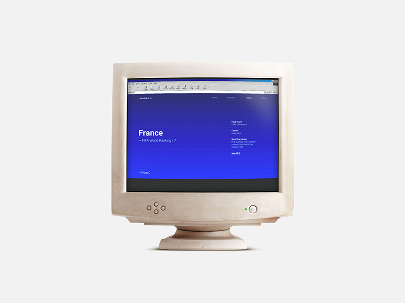 WorldCup18.co – Old Display France retro data google responsive website user interface ui minimal typography world cup football branding