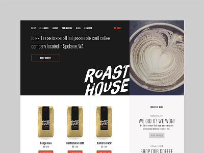 Roast House Website Redesign clean coffee e commerce grid responsive responsive design simple ui web web design website