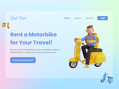 Motorbike Rental Website app branding design flat illustration logo typography ui ux vector