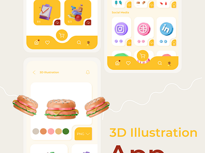 3D Illustration App animation app branding design graphic design illustration minimal typography ui uidesign ux vector