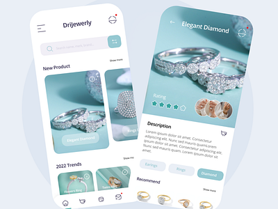 Jewelry UI Design app branding design flat graphic design illustration logo minimal typography ui uidesign ux vector