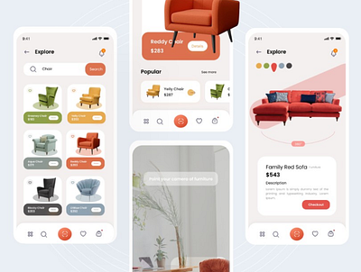 Furniture Apps UI Design animation app branding design furniture graphic design illustration minimal typography ui uidesign ux