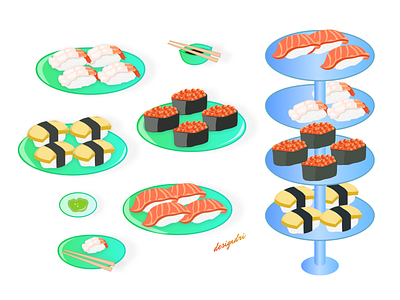 Japanese Food Illustration | Sushi app branding design graphic design illustration ui uidesign vector