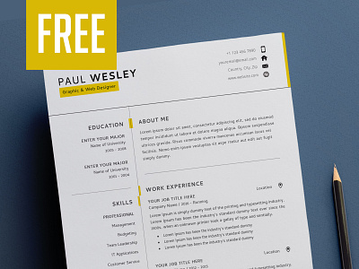 Resume Template and Cover Letter + Business Card - FREE business card cv resume free resume freebie minimal design print design psd resume psd template resume template stationery