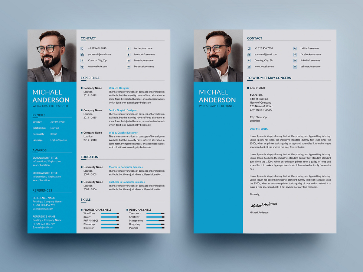 Free CV / Resume Template PSD - Download by Graphic Design Junction on ...