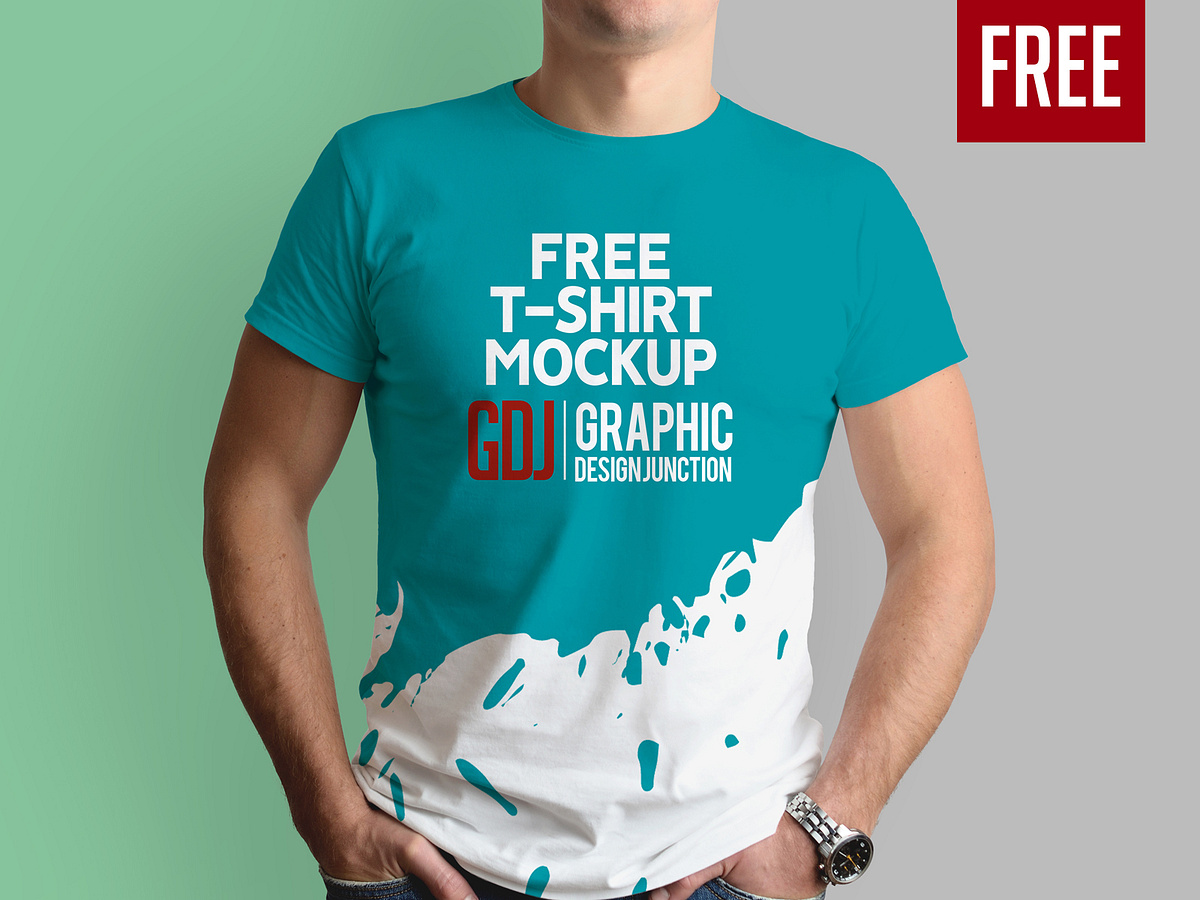 Freebie: T-Shirt Mockup (Men Tshirt) by Graphic Design Junction on Dribbble