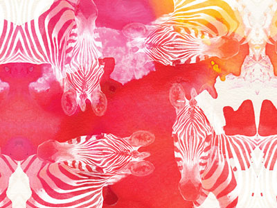 Watercolor Zebra africa animal illustration pattern print red textile watercolor zebra