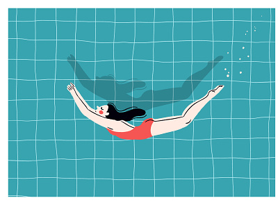 Girl in the Pool art design editorial art graphic illustration illustrator swimming water