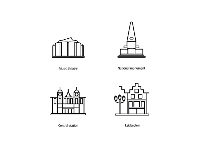 Icons Amsterdam graphic icons illustration minimalistic