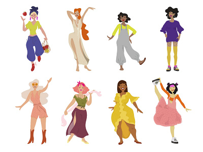 Women. Vector characters. 2d art character characterdesign colorful digital illustration flat illustration illustrator vector women women in illustration