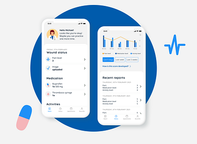 Wound healing app after knee surgery app design illustration interaction design mobile app design ui uidesign ux ux design uxui
