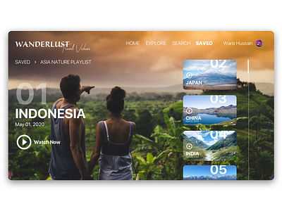 Travel Videos | Video Player UI Design 057 dailyui design travel travel agency travel app travelling ui video video player web