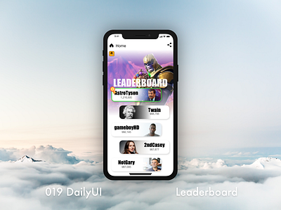 019 - Leaderboard 019 adobexd app dailyui design game illustration ios leaderboard mobile ui