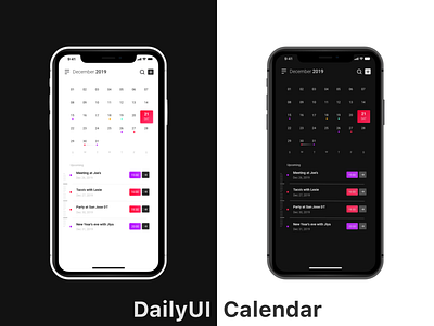 Calendar App 038 adobexd app calendar dailyui dark design illustration ios light minimal mobile planner ui