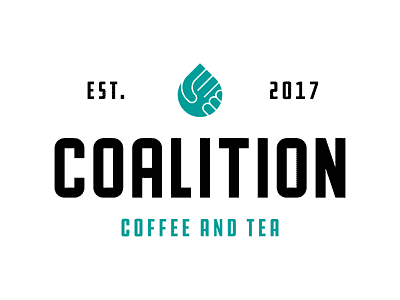Coalition Coffee and Tea brand identity branding coffee drop handshake logo logo design tea water