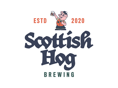 Scottish Hog beer branding brewery hog logo logo design mascot pig retro scotland