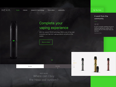 HEXA - Website Redesign ✳️ (2/2) neon product design product website vape vaping webdesign website design