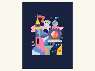 ✶ Mystery Castle ✶ art castle colorful decor drawing ghost home illustration night poster vector