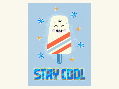 🟆 Be cool, stay cool and be happy like this dude 🟆 art character cool drawing handdrawn ice cream illustration lettering poster smile summer vector