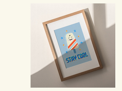 🟆 Stay cool 🟆 art character cool drawing handdrawn ice cream illustration lettering poster smile summer vector