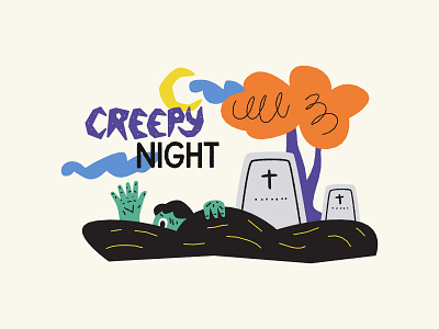 ✶ Halloween ✶ art cemetery drawing graphics halloween happy horror illustration lettering night party spooky tomb zombie