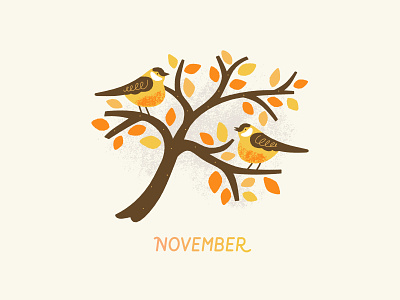 ✧ November ✧ art autumn bird calm drawing hand drawn illustration lettering nature november outdoor tree