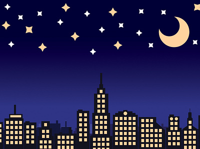 Ciudad de noche/ City at night argentina city design illustration night sky stars vector
