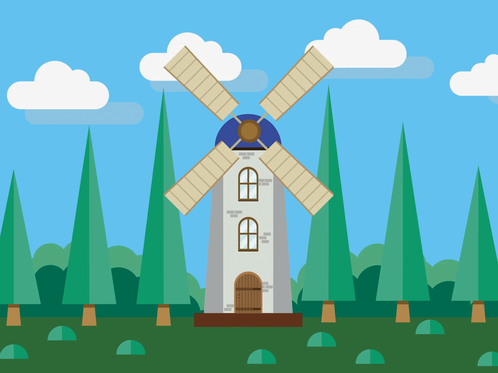 Molino /Windmill adobe illustrator after after effect animation animation 2d argentina design green background illustration molino paisaje verde vector windmill