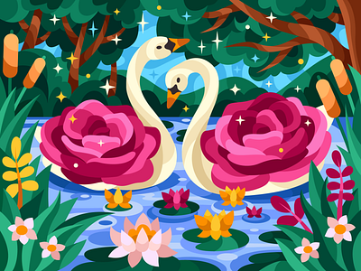 Swan flower adobe illustrator design graphic design illustration vector