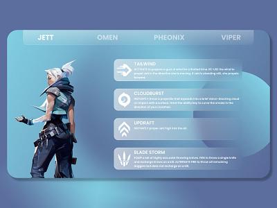 Character selection game screen (Valorant) design game graphic design menu ui ux