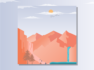 The Mountains design flat gradient icon illustration illustrator nature nature illustration tower water