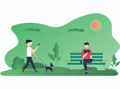 City park illustration design flat illustration vector