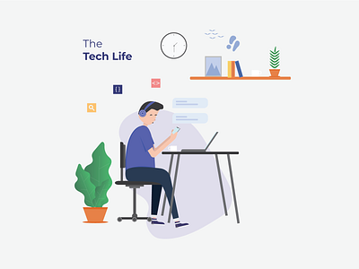 The Tech Life branding design flat graphic icon illustration illustrator type vector website