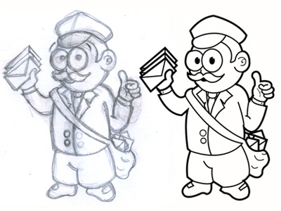 Mister Postman cartoon illustration vector