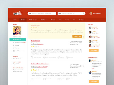 Yelp study app flat glyph icons interface profile ui user ux website yelp
