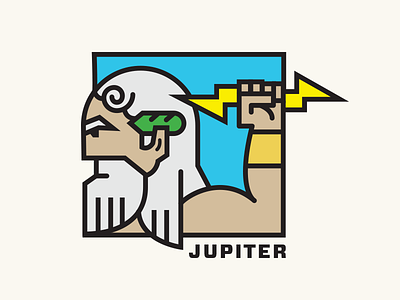 Jupiter arm god greek illustration jupiter lightning bolt logo vector zeus